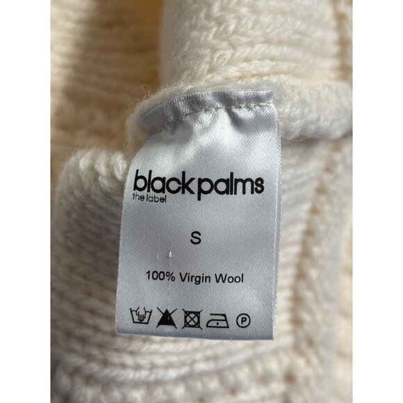 Black Palms The Label Cream Cable Knit Wool Turtleneck Sweater Women’s Small 100 - Picture 4 of 6